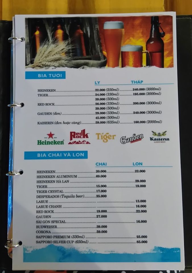 Draftbeer menu